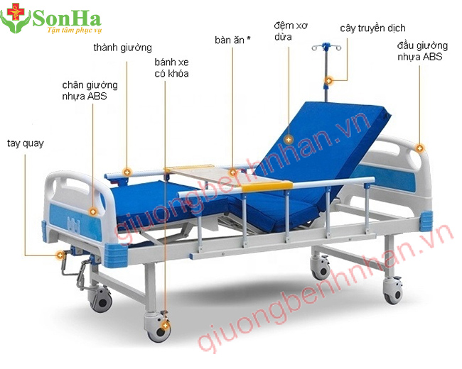 Giường Bệnh Nhân 2 Tay Quay DCN-02