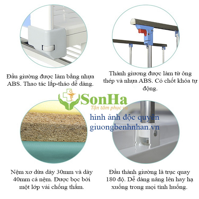 giường y tế, giường bênh nhận, giường y tế 5 tay quay, giường bênh nhân 5 tay quay, giường bệnh viện